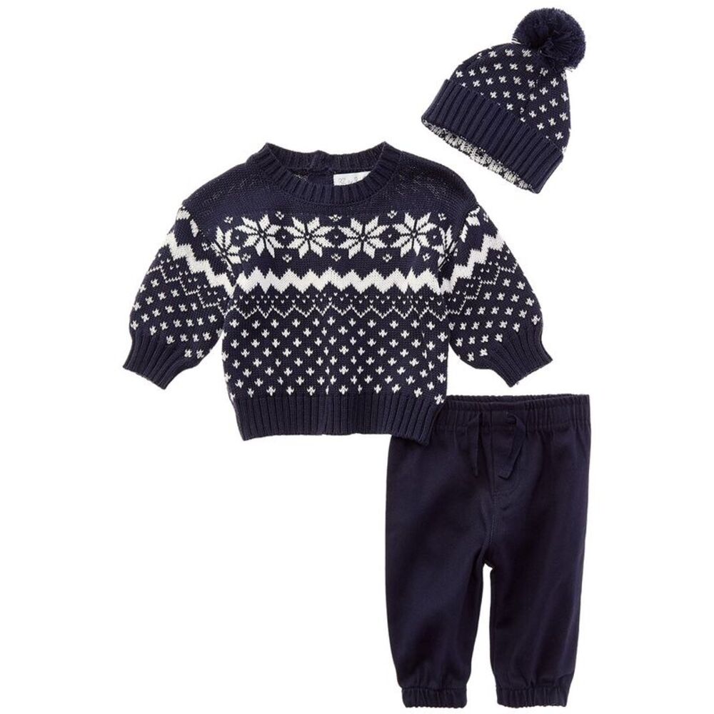 Rachel Zoe Baby-Boys 3Pc Sweater, Pant & Hat Set, Blue